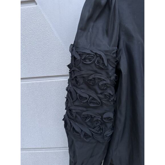 Rebecca Taylor $295 Women's Black Silk Ribbon Trim Sheer Button-Up Size S Luxury - Picture 7 of 16